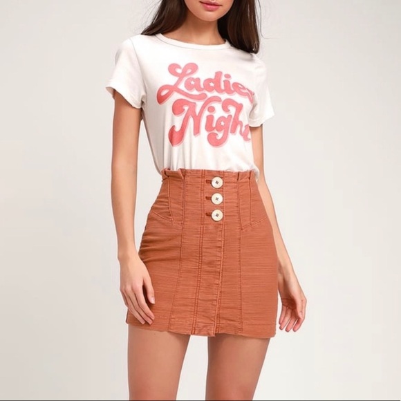 Free People Dresses & Skirts - FREE PEOPLE- Rust High Rise Button Down Skirt